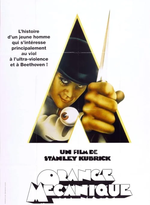 Original French poster measuring 47ins by 63 ins for Stanley Kubrick's classic 1971 movie, A Clockwork Orange