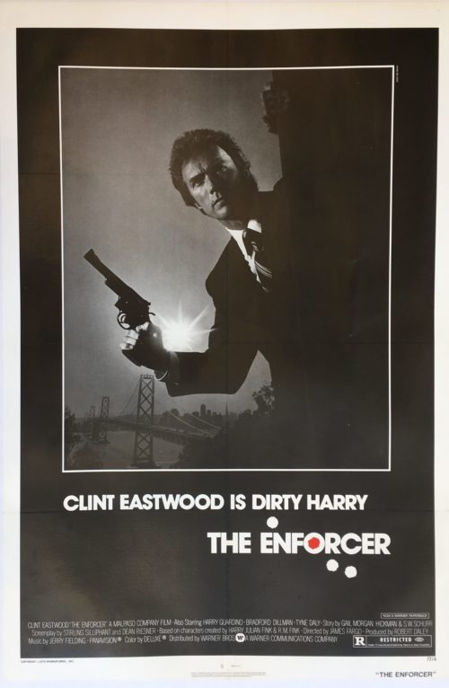 Original US cinema One Sheet poster for 1976 Dirty Harry film, The Enforcer, starring Clint Eastwood, measuring 27 ins by 41 ins