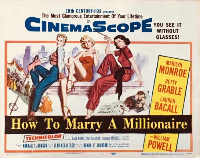 Original vintage US Lobby Card for 1953's How to Marry a Millionaire, starring Marilyn Monroe, measuring 11 ins by 14 ins