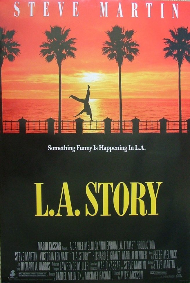 Original US One Sheet movie poster measuring 27ins by 40 ins for Steve Martin's hilarious 1991 film, LA Story