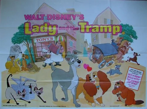 Original vintage UK cinema poster for Disney's Lady and the Tramp