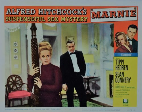 Original vintage US Lobby Card from 1964 Hitchcock movie, Marnie, starring Sean Connery, measuring 11 ins by 14 ins