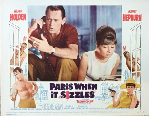 Original vintage US lobby card poster for Audrey Hepburn in Paris When It Sizzles