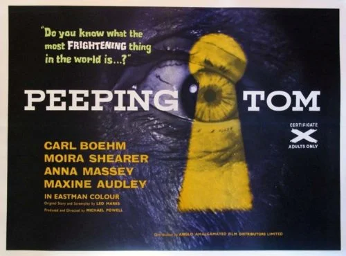 Original vintage UK Quad poster for Michael Powell's 1960 film, Peeping Tom, measuring 30 ins by 40 ins