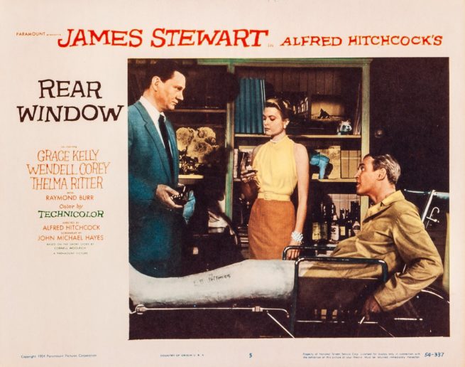 Original vintage US cinema lobby card for Hitchcock's Rear Window