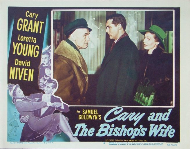An original vintage US Lobby Card for the 1944 Christmas romantic comedy starring Cary Grant, The Bishop's Wife