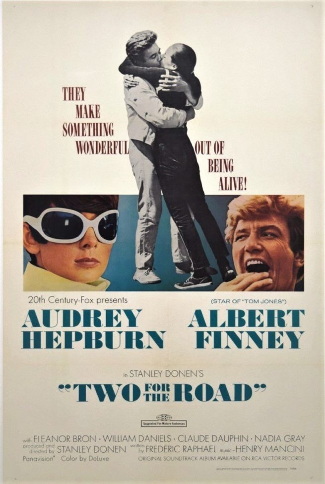 Original US movie poster, 27"x41", for 1967's Oscar-nominated Romantic Drama starring Audrey Hepburn and Albert Finney