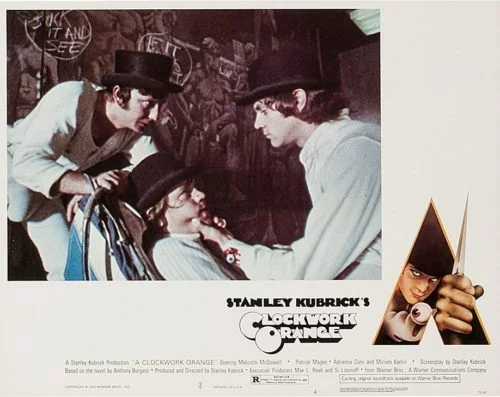 Vintage original US cinema lobby card for Kubrick classic A Clockwork Orange