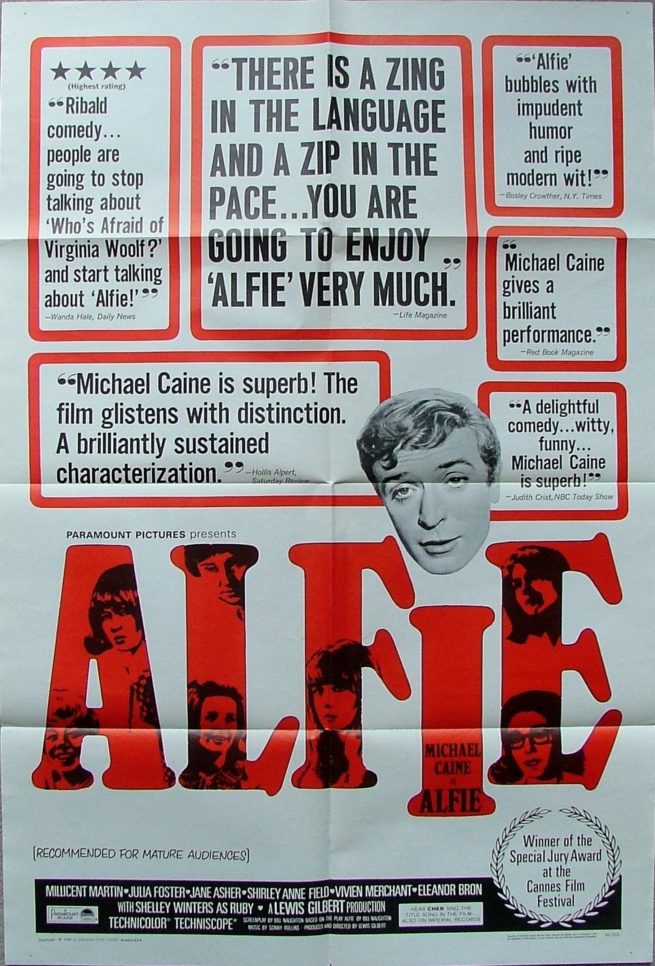 Vintage original US film poster for the 1966 movie Alfie with Michael Caine
