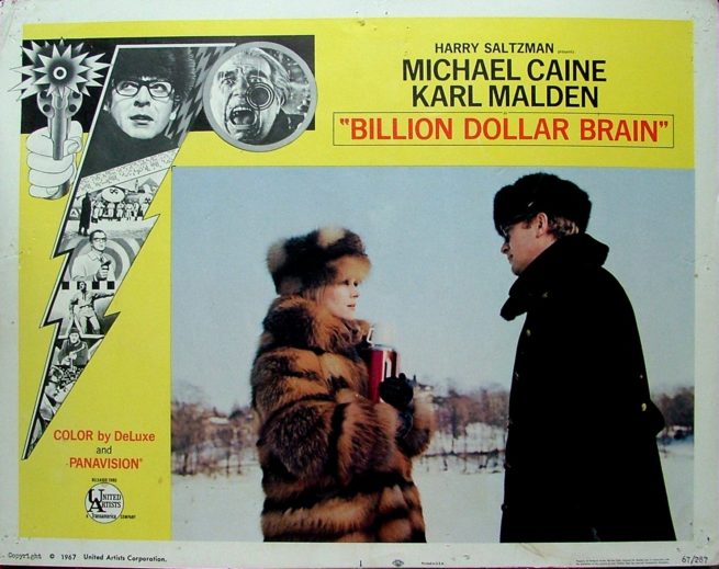 Original vintage US cinema lobby card for ichael Caine in Billion Dollar Brain