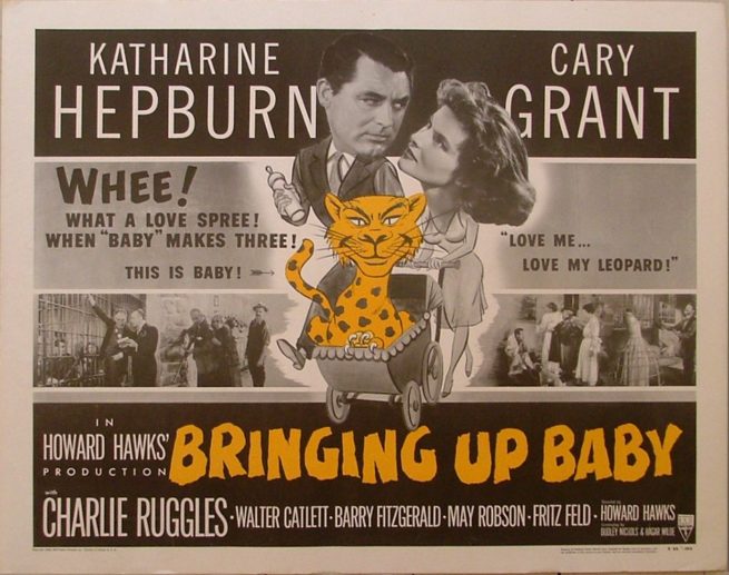 Original US Half Sheet cinema poster for the classic screwball comedy, Bringing Up Baby, measuring 22 ins by 28 ins