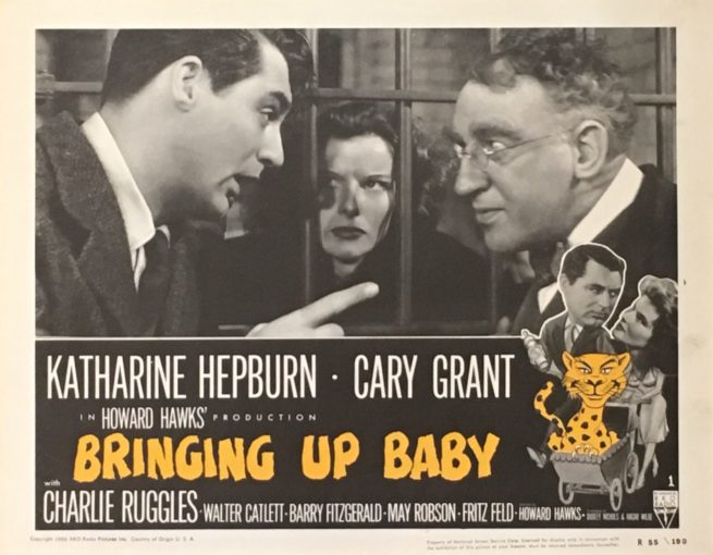 Original US cinema lobby card for cult screwball comedy, Bringing Up Baby