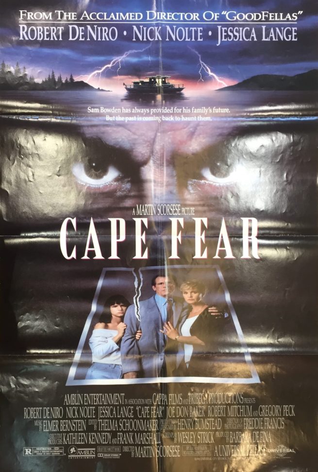 Original US cinema poster for 1991 thriller, Cape Fear