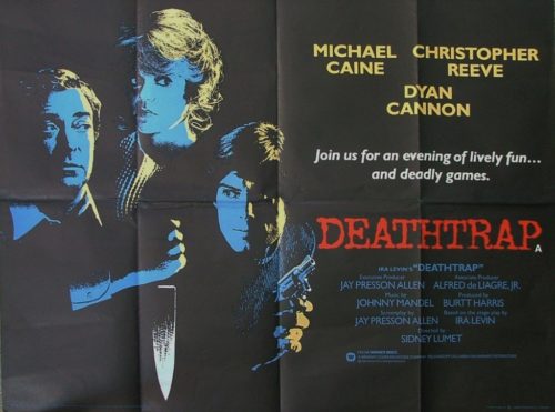 Original vintage UK cinema quad poster for Michael Caine film poster Deathtrap
