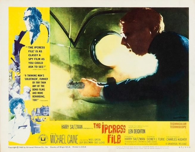 Original vintage US cinema lobby card from The Ipcress File with Michael Caine