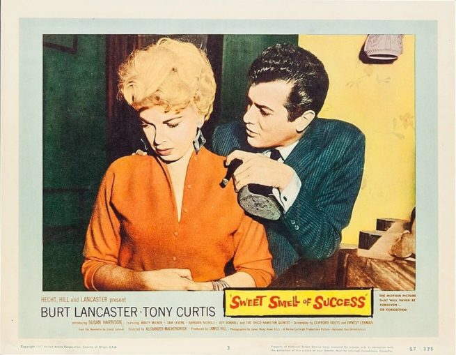 Original vintage US cinema lobby card for Sweet Smell of Sucess, Tony Curtis, Burt Lancaster
