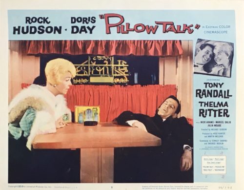 Original vintage US cinema lobby card for the Rock Hudson and Doris Day comedy, Pillow Talk