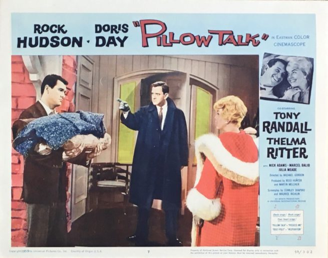 Original vintage US cinema lobby card for the Rock Hudson and Doris Day comedy, Pillow Talk