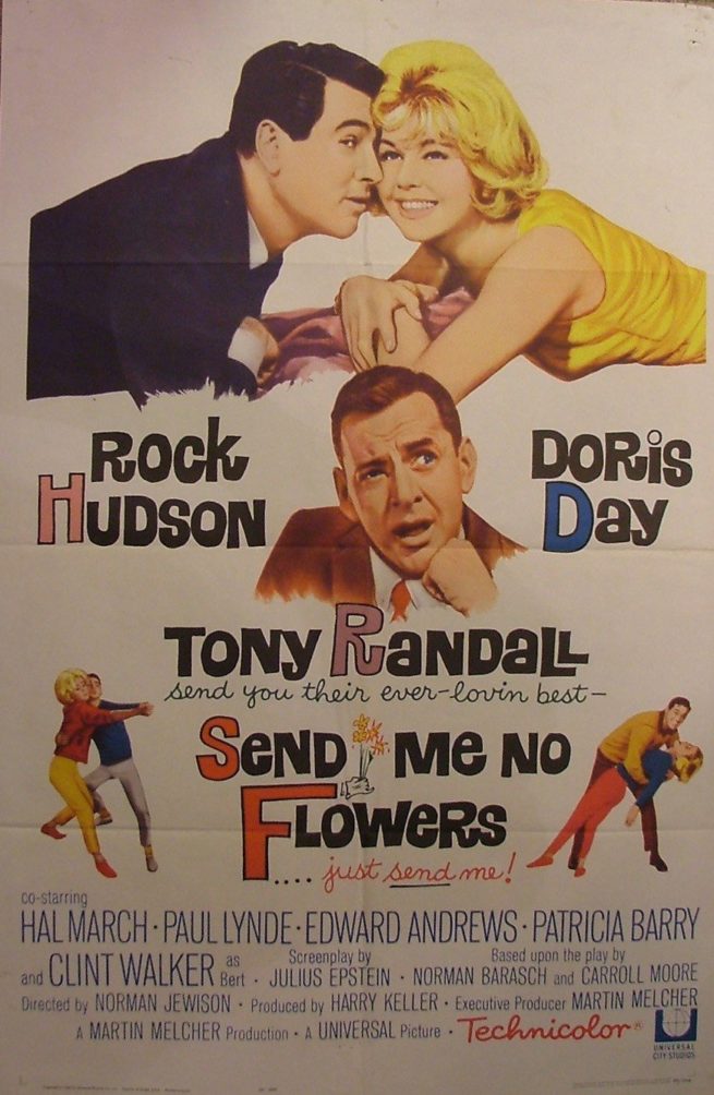 Original vintage US cinema poster for Doris Day and Rock Hudson comedy, Send Me No Flowers