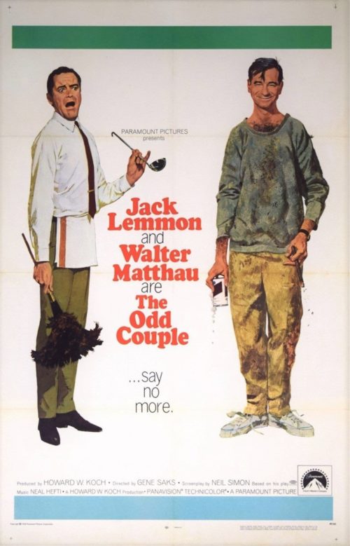 Vintage original US film poster for Jack Lemmon and Walter Matthau in The Odd Couple