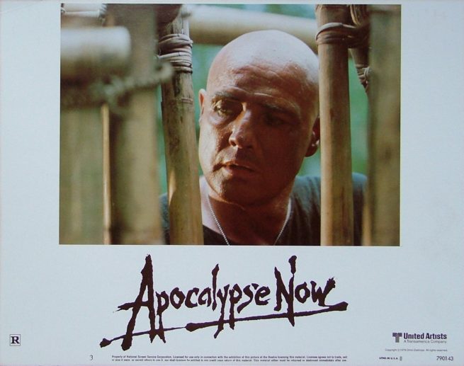 Original vintage cinema lobby card poster for Vietnam movie Apocalypse Now with Marlon Brando
