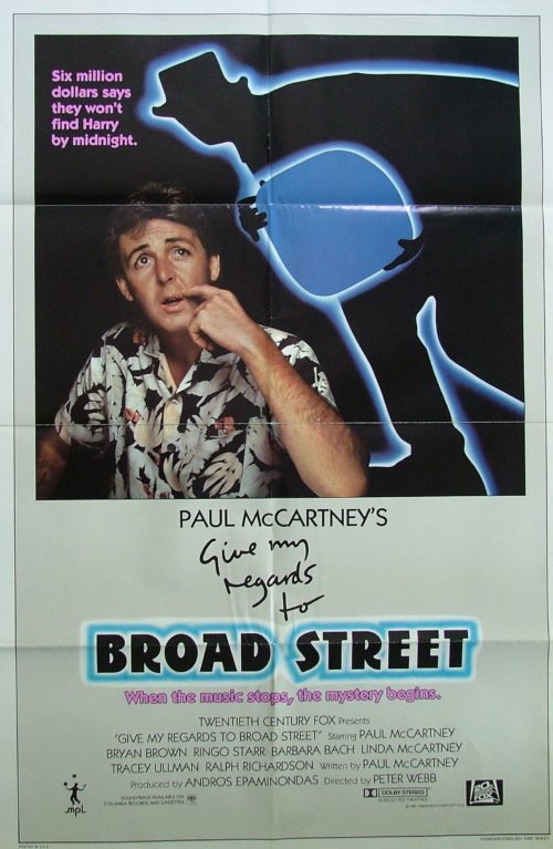 Original vintage US cinema movie psoter for Paul McCartney musical, Give My Regards to Broad Street
