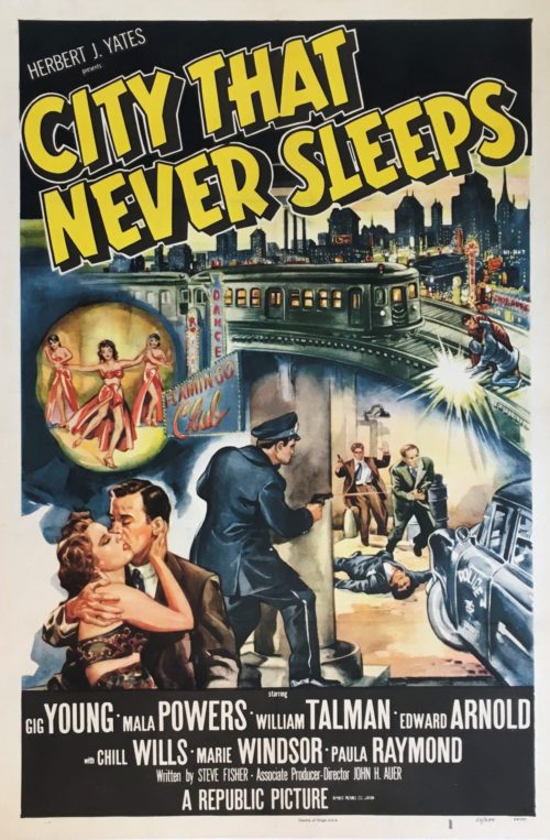 Original vintage film poster for 1950s movie City That Never Sleeps