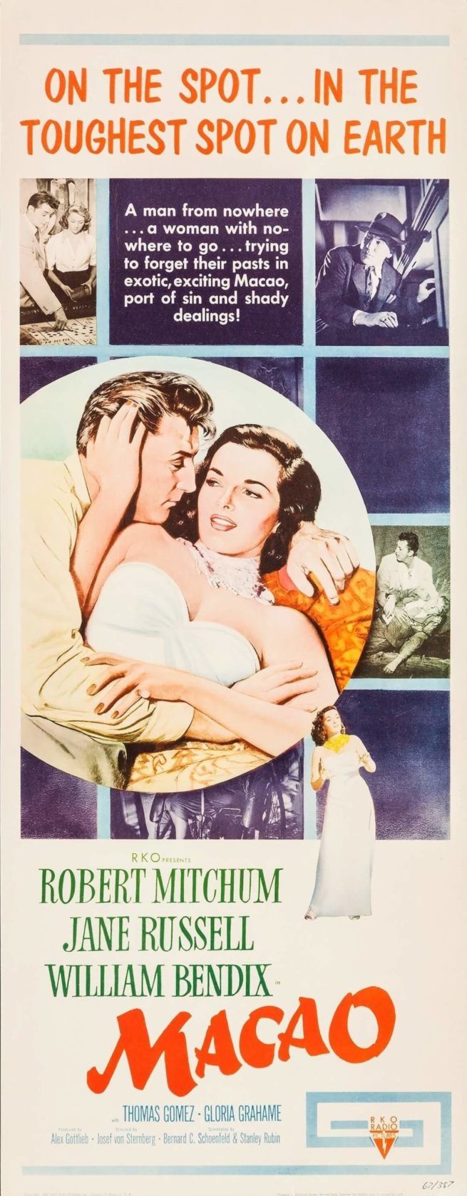 Original vintage movie poster for 1952 Macao with Jane Russell and Robert Mitchum