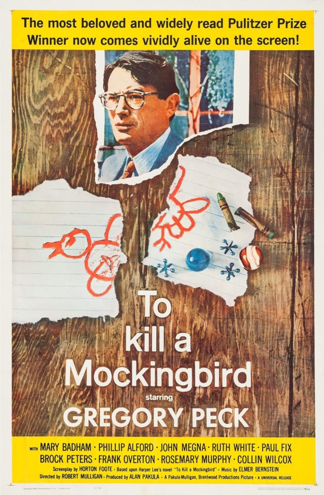 Original vintage US movie poster for classic courtroom drama movie To Kill A Mockingbird starring Gregory Peck