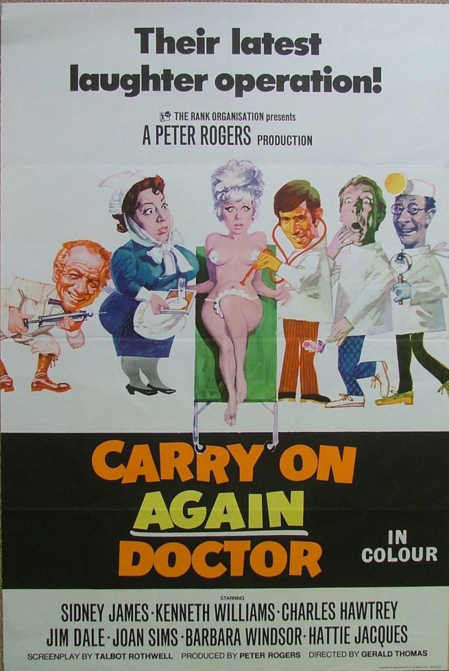 Original vintage cinema film poster for classic British comedy, Carry On Again Doctor