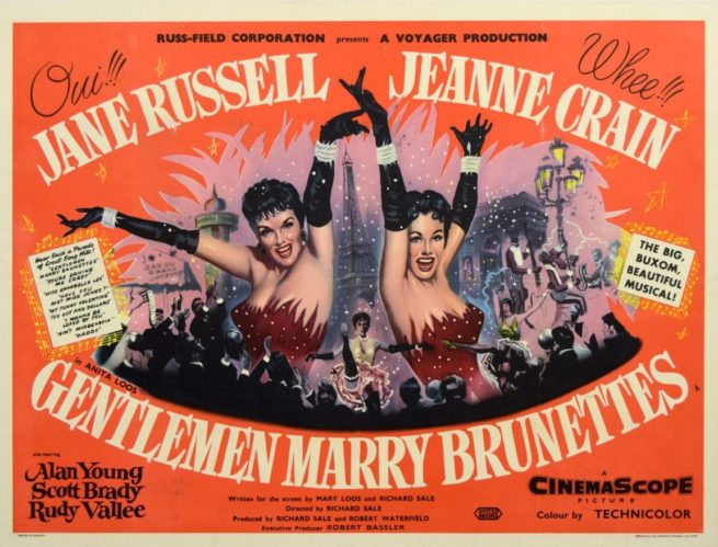 Original vintage movie cinema poster for the musical, Gentlemen Marry Brunettes