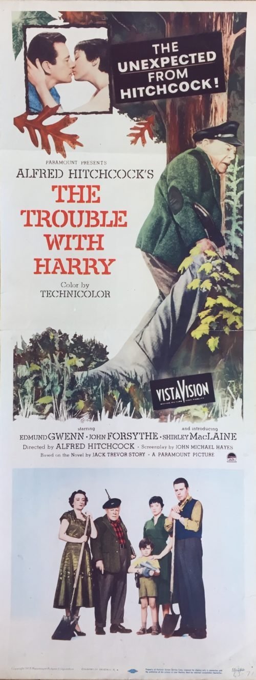 Original vintage US Insert cinema poster for Hitchcock's movie, The Trouble With Harry
