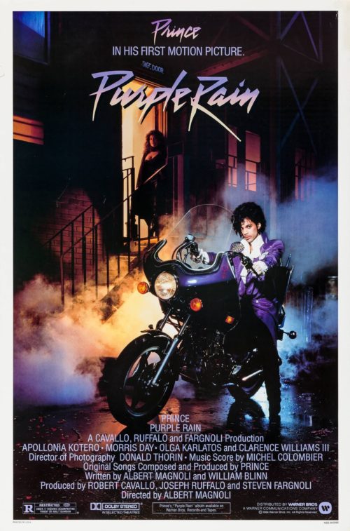 Original vintage movie poster for pop Icon Prince in Purple Rain