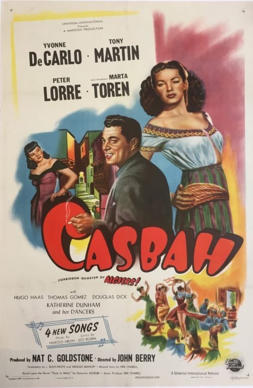 Original vintage US movie poster for 1948's Casbah, with Peter Lorre