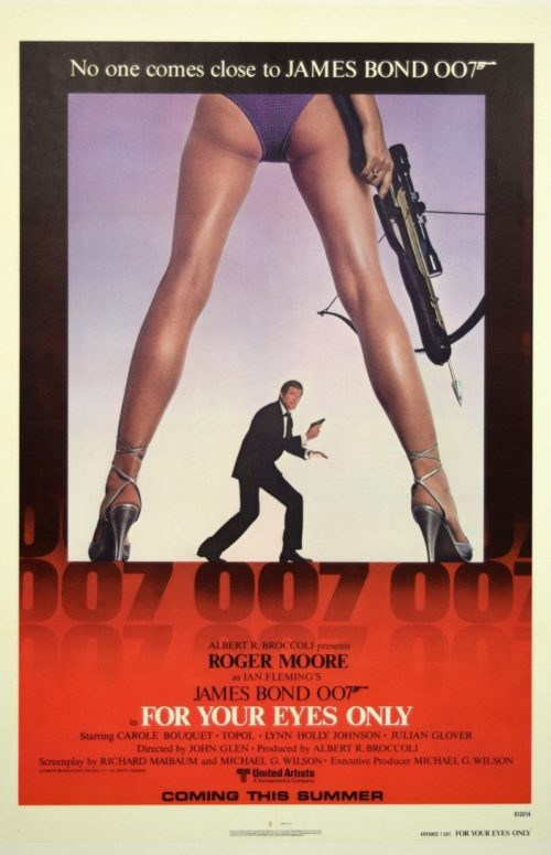 Vintage original US movie poster for Bond film For Your Eyes Only