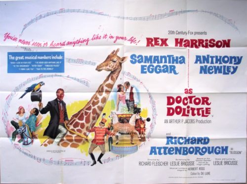 original vintage cinema poster for the musical movie, Doctor Dolittle