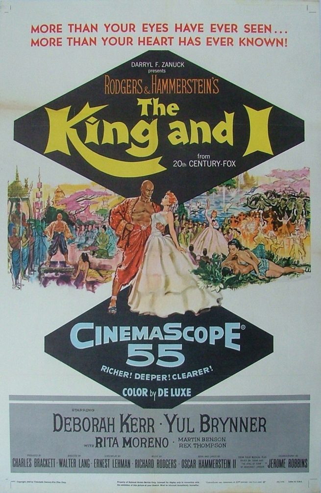 Original vintage US film poster for 1956 Musical The King and I starring Yul Brynner and Deborah Kerr