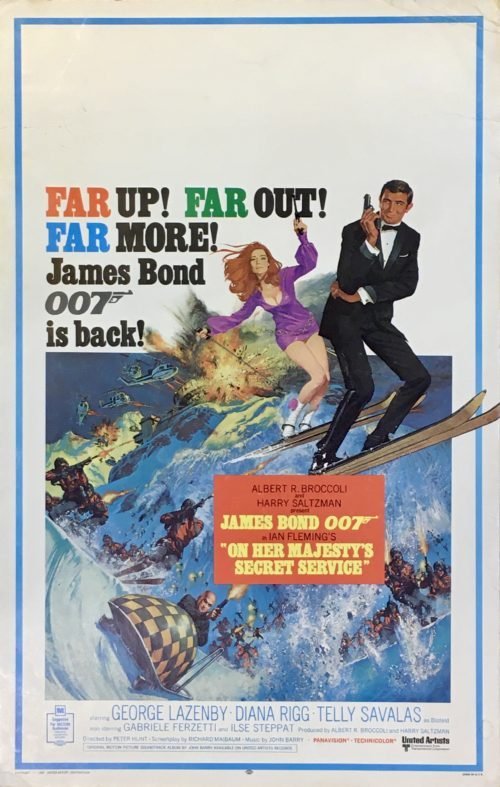 Vintage original movie poster for the 1969 Bond 007 film, On Her Majesty's Secret Service