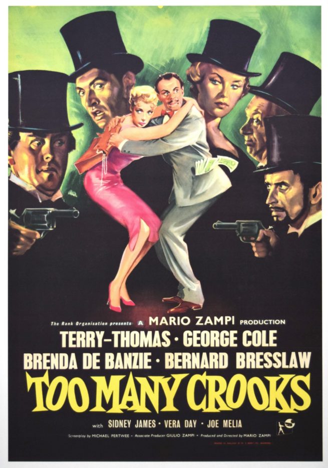 Original vintage movie poster for Terry-Thomas comedy, Too Many Crooks