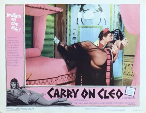 Original vintage cinema lobby card poster for the comedy, Carry On Cleo