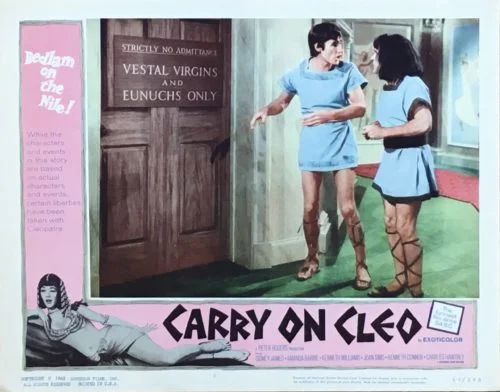 Original vintage cinema lobby card poster for the comedy, Carry On Cleo