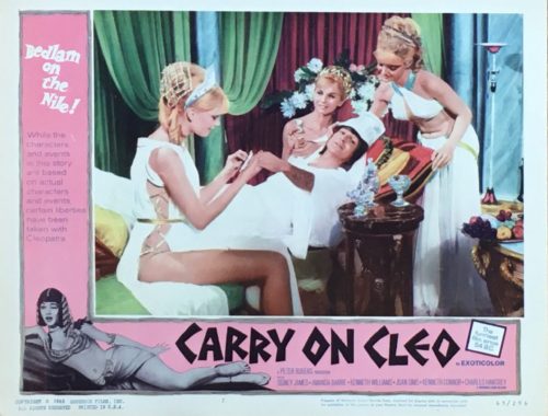 Original vintage cinema lobby card poster for the comedy, Carry On Cleo