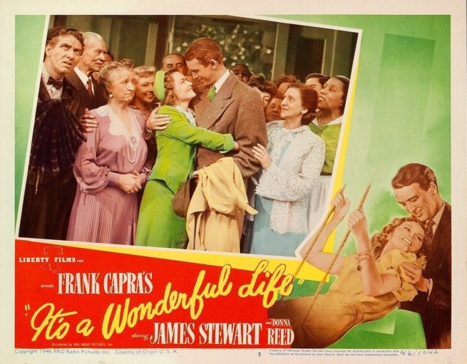 Rare original vintage cinema lobby card for Frank Capra's It's A Wonderful Life
