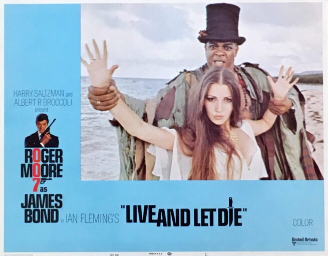 Original vintage US cinema lobby card movie poster for Live and Let Die