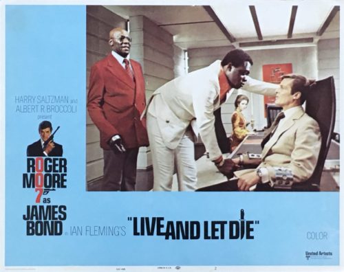 Original vintage US cinema lobby card movie poster for Live and Let Die