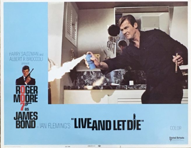 Original vintage US cinema lobby card movie poster for Live and Let Die