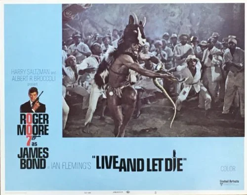 Original vintage US cinema lobby card movie poster for Live and Let Die