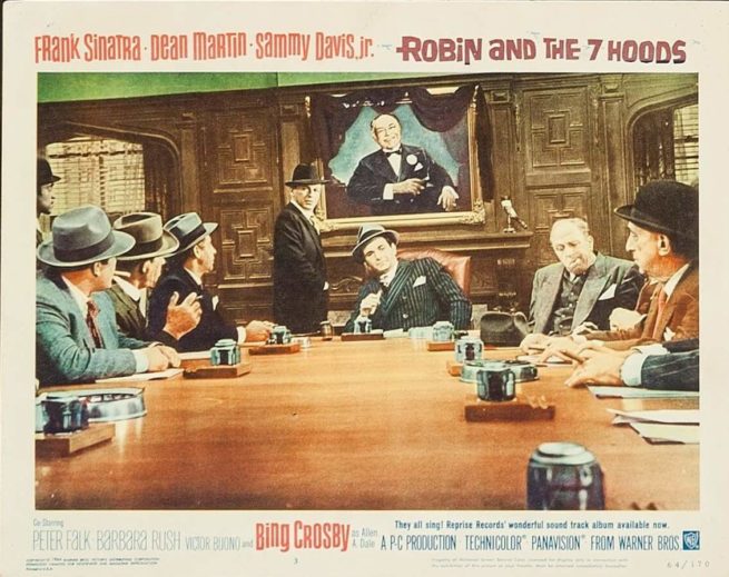 Original vintage us cinema lobby card for ratpack Sinatra, Martin, Davis in Robin and the 7 Hoods