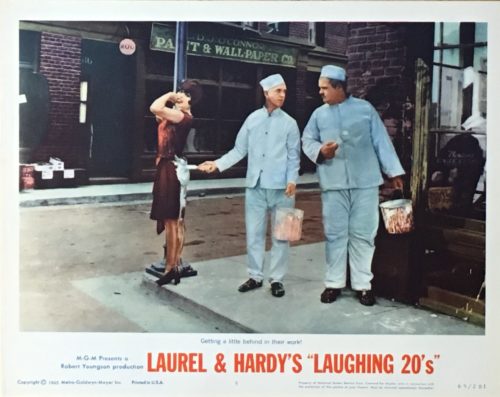 Original vintage US cinema lobby card movie poster for Laurel and Hardy's Laughing 20's