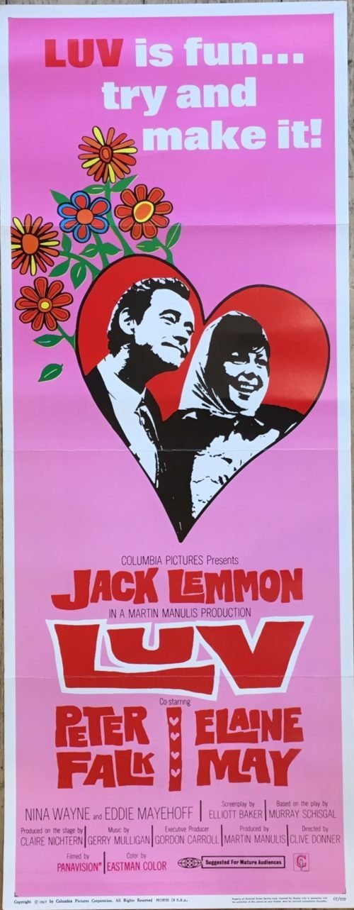 Vintage original US cinema advertising poster for Luv starring Jack Lemmon and Peter Falk